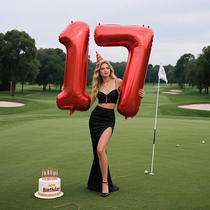 Red Number 7 Balloons, Balloon 40 Inch, Big Large Foil Helium Number Balloons, Jumbo Giant Mylar Number 7 Balloons for 7 17 27 37 Year Old Birthday Red Party Decorations Supplies Anniversary