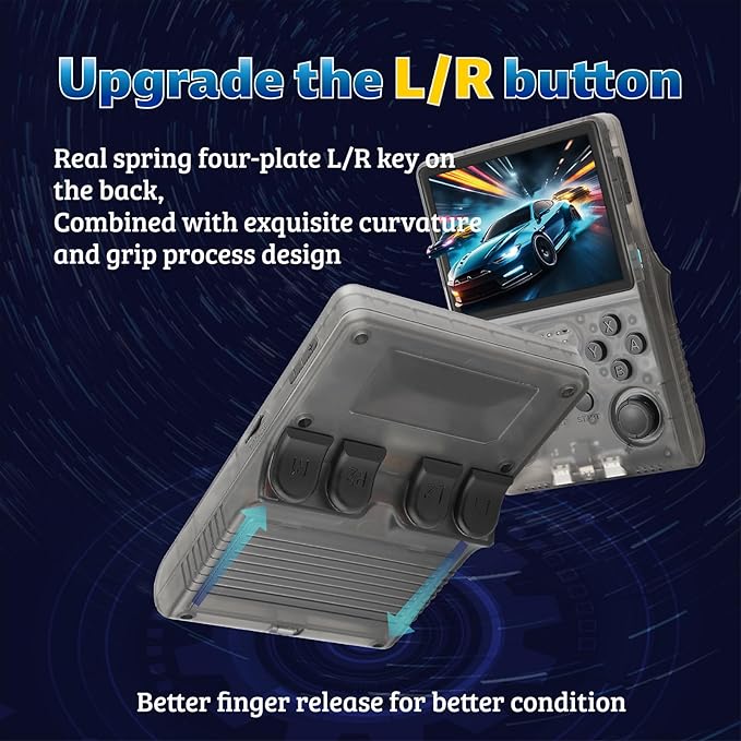 R40S Pro+ Handheld Game Console, 30000 in 1 Games Mini Retro Video Console, 3.5-Inch IPS Screen,256GB TF Memory Memory,Built in 45+ Emulators,3800mAh Battery (Transparent Black 256G)