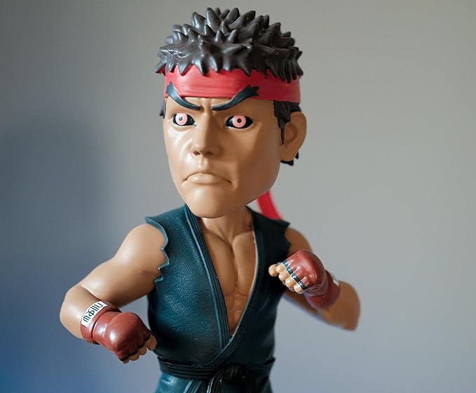 Icon Heroes Street Fighter Evil Ryu 8-Inch Resin Bobblehead Figure Exclusive | Action Statue, Desk Toy Accessories, Home Office Decor Capcom Video Game Gifts and Collectibles, Blue