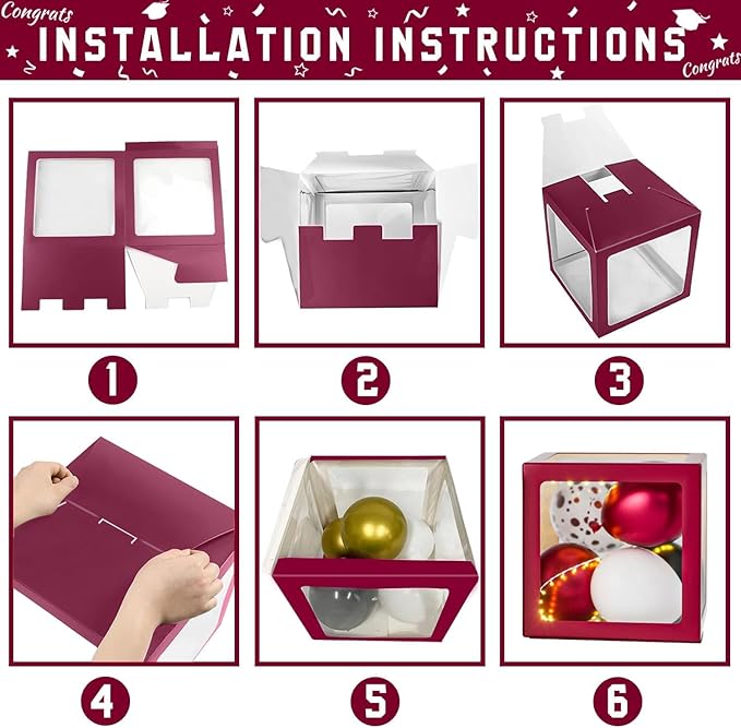 Maroon Themed 2026 Graduation Decorations Set - Balloons Boxes with Letters 2026 GRAD So Proud of You - Complete Party Supplies for High School & College Celebrations