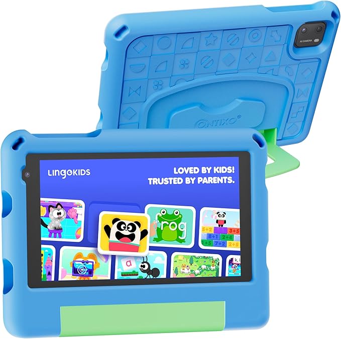 Contixo A7 Kids Tablet with 14 Apps, Lingokids & Epic, 7" HD Screen, Android 15, Parental Controls, WiFi, 3+32GB Storage, al Tablet for Kids Ages 3-12, Boys & Girls Gift, Blue