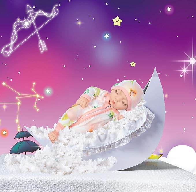 10 Inch Newborn Reborn Baby Doll and Clothes Set Washable Realistic Soft Silicone Sleeping Baby Doll with Beautiful Flower Pattern Jumpsuit and Hat-Best Gift for Kids Girls