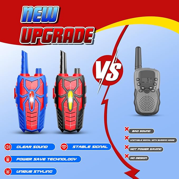 Walkie Talkies Toys for Kids : Christmas Birthday Gifts for Boys Ages 3 4 5 6 7 8 9 10 Kid Walkie Talkies 2 Pack Outdoor Hiking Toy for 5-7 Year Old Boy Gift 2 Way Radio for Boys Kids Age 3-12