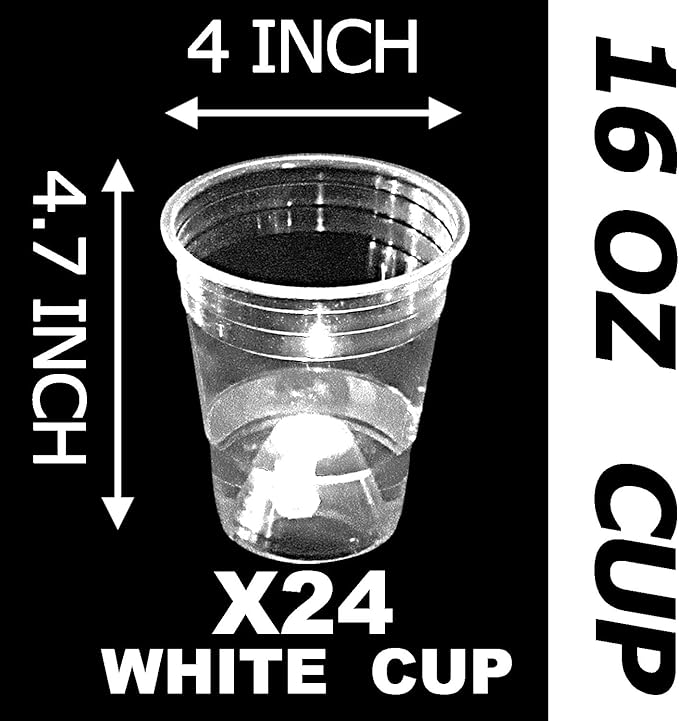 mishunyus Glow 16 oz cups-24 Pack White Cups - Cold Cups for Party, Drinking Cups for All occasions