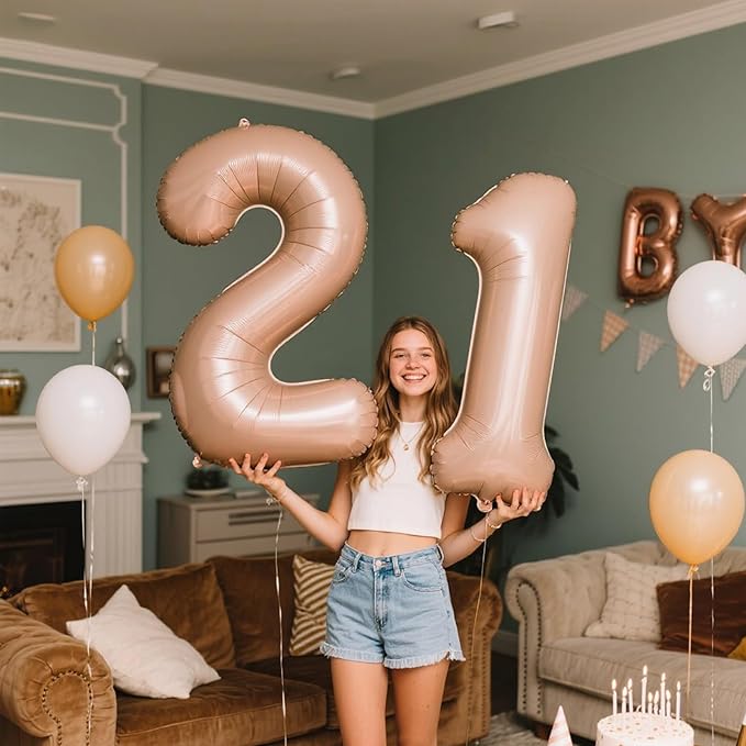 40 Inch Caramel Balloon Number 2 Balloon,Number Balloons Big Giant Jumbo Number 2 Foil Mylar Balloons for 12th Birthday Party Anniversary Events,Wedding Anniversary Party Decorations