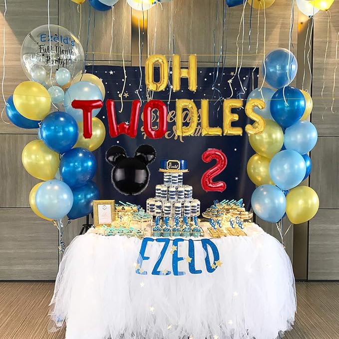 Red Oh Twodles Balloon Birthday Banner Party Supplies Number 2 Balloon for 2nd Second Boy Birthday Party Decoration 13PCS Kit of Geloar (Red)