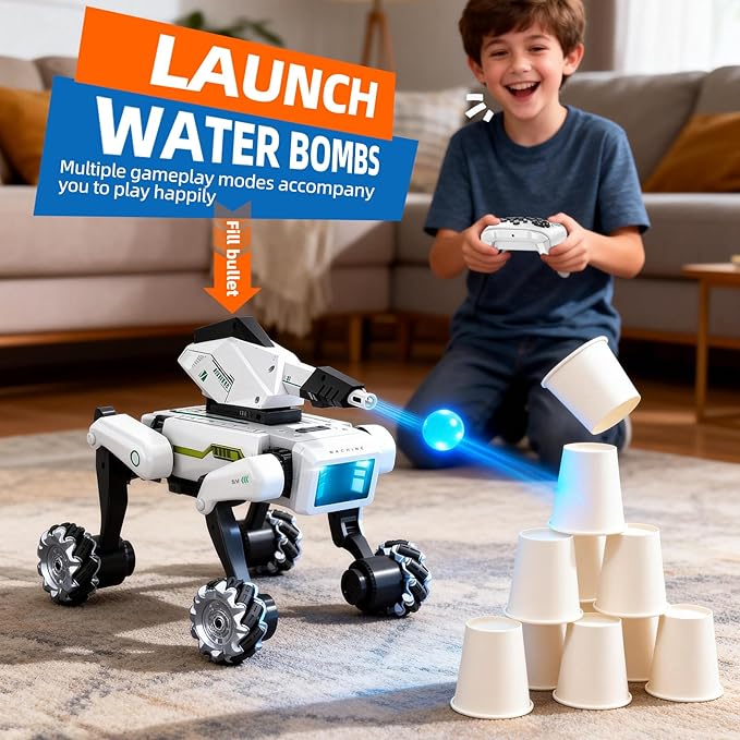 3 in 1 Robot Dog with Wheels Kit, 30+ Bionic Actions, Voice & Remote Control, Programmable Moves, All-Terrain Stunt Pet, Ideal Gift for Kids Aged 6+(Removable Claw & Cannon)