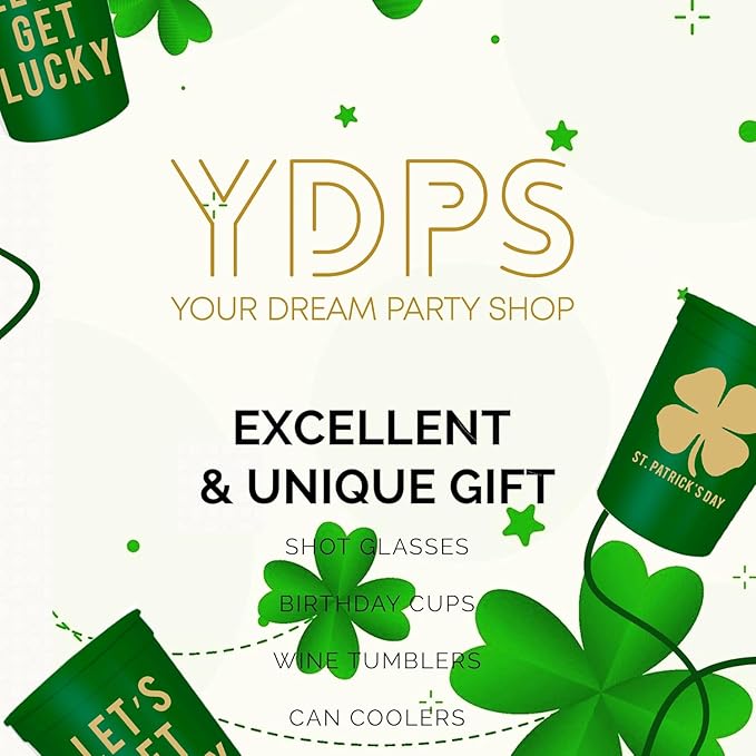 Let's Get Lucky St. Patrick's Day Cups, Set of 12-16oz Plastic Saint Cups for Party Favors and Shamrock-Themed Decorations - St Patricks Day Party Supplies and Drinking Accessories