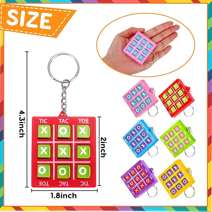 24PCS Tic Tac Toe Game Birthday Party Favors Goodie Bags Easter Basket Stuffers for Kids 4-8 8-12 Classroom Treasure Chest Carnival Prize Box Toys Bulk Keychain Pinata Filler Return Gifts for Girl Boy