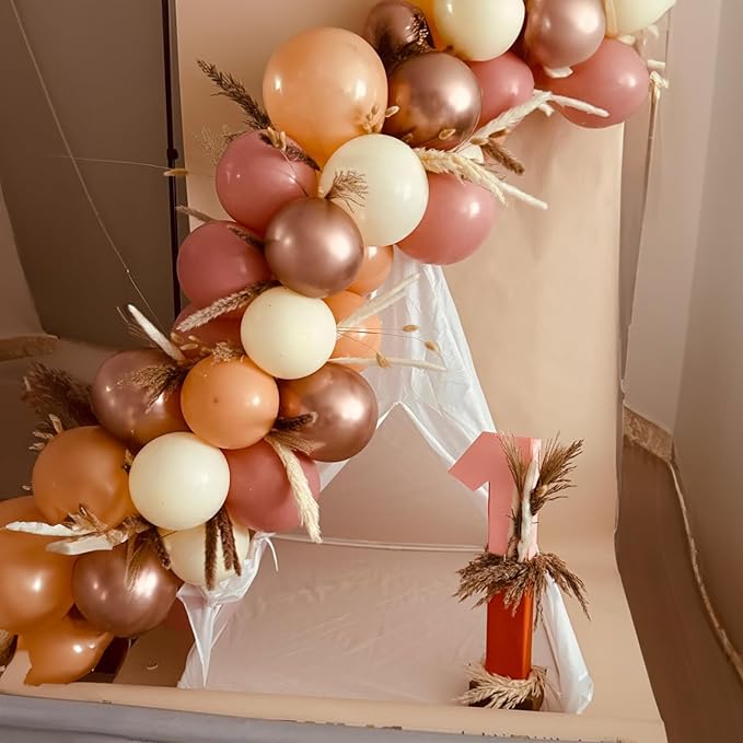 Retro Blush Pink Balloons, 60 Packs 12 Inch Dusty Pink Metallic Chrome Rose Gold White Sand Nude Balloons for Bridal Shower Pumpkin Baby Shower Girls Boho Birthday Wedding Decorations Supplies