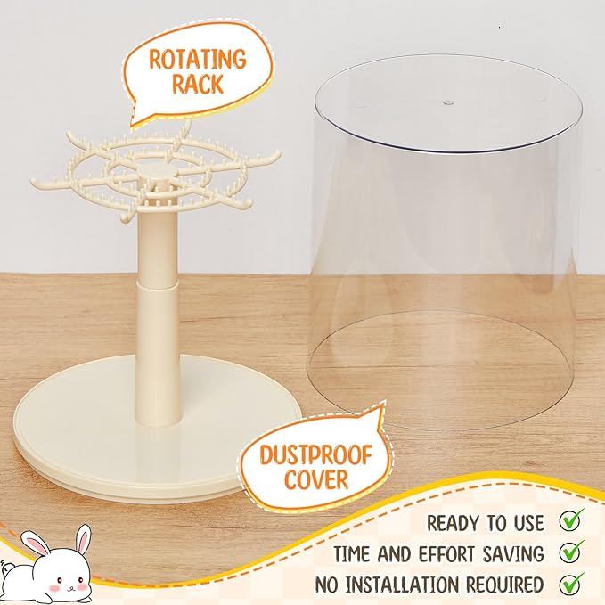Weysat Rotating Doll Display Case, Clear Transparent 360° View Dustproof Showcase for 5.9-6.7 Inch Collectible Figures, Box Toys & Keychains (No Dolls)