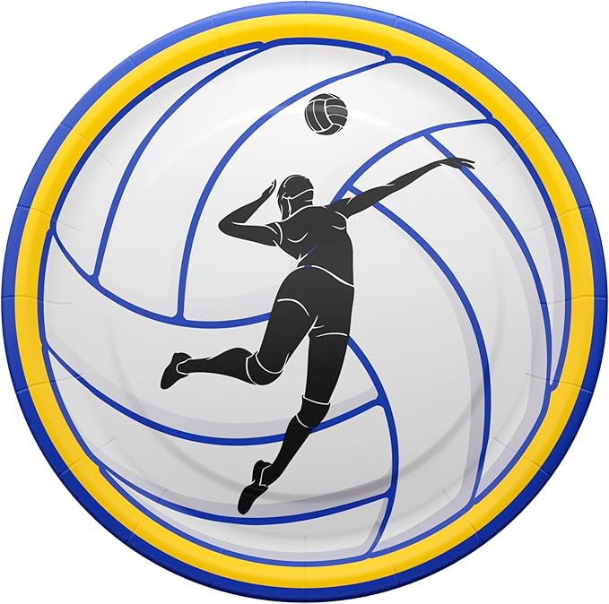 Blue Orchards Volleyball Plates and Napkin (52 Pieces for 16 Guests) - Decorations, Sports Themed Birthday Party Supplies, Volleyball Plates and Napkins, Party Décor