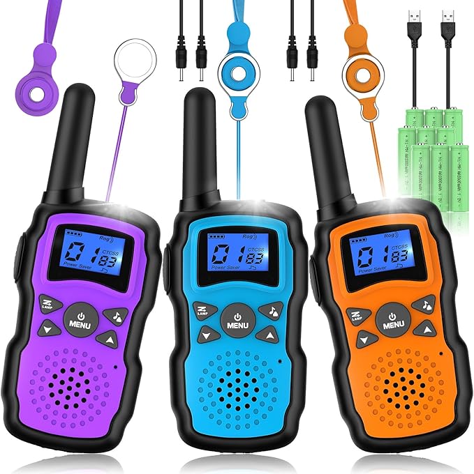 Wishouse Walkie Talkies for Kids,Adults 2 Way Radio Long Range Rechargeable,Toys for 4-12 Year Old Boys Girls with Flashlight USB Charger,Outdoor Family Travel Hiking Camping Games Xmas Birthday Gift