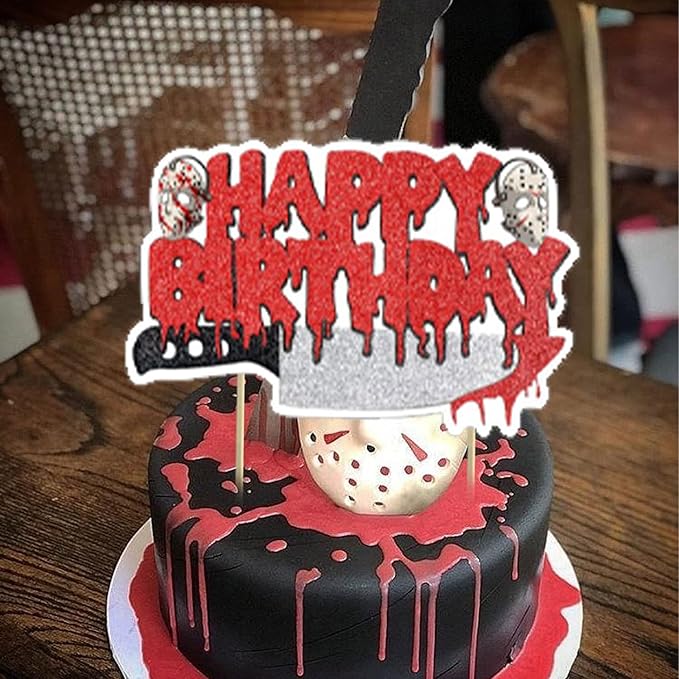 Party Decorations,Birthday Party Supplies for Horror Movie Party Supplies Includes Banner - Cake Topper - 12 Cupcake Toppers - 18 Balloons
