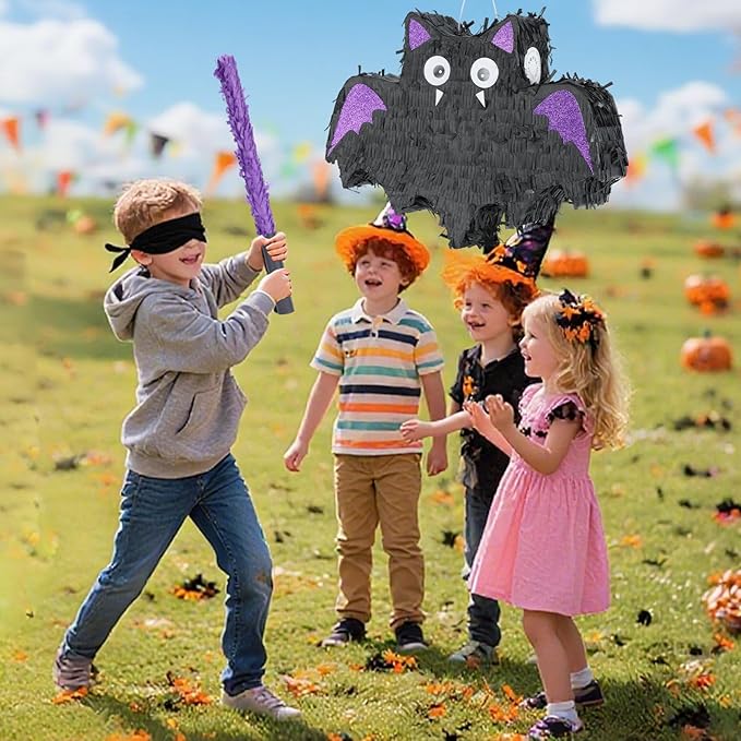 Bat Pinatas Bundle with a Blindfold and Bat (16.5 x12.6x4 Inches), Perfect for kid's Birthday Parties Decoration, Animal Theme Party