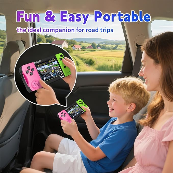 Handheld Game Console for Kids 3.5" IPS Large Screen Rechargeable,Preloaded 216 Video Games ,Arcade Electronic Toy Birthday Xmas Present for Girls -RoseGreen