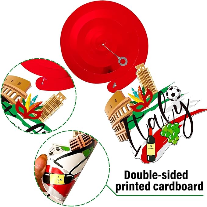 Italian Party Hanging Swirls I Love Italy Hanging Decorations 20PCS Italian Birthday Party Supplies Hanging Swirls Italian Decorations Party Theme Italy Ceiling Streamers for Pizza Party Favor Decor