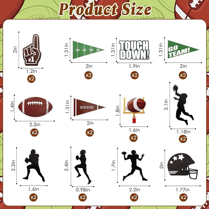 Football Cupcake Toppers Party Decorations, 24 PCS Foot Ball Touchdown Players Cupcake Toppers, Food Picks Toppers Cake Decoration for Football Party Decorations 2026 Sports Themed Party Supplies
