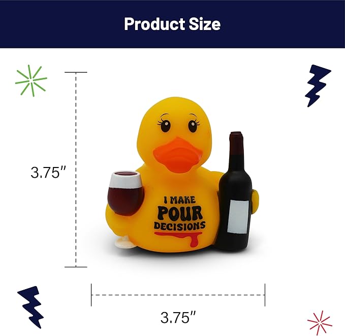 Funny Rubber Duck – Hilarious Decorative Duck for Bathroom, Desk, or Gag Gift – Quirky Collectible with Sarcastic Quote – Great Gift for Adults, Coworkers, or Friends-Pour Decisions