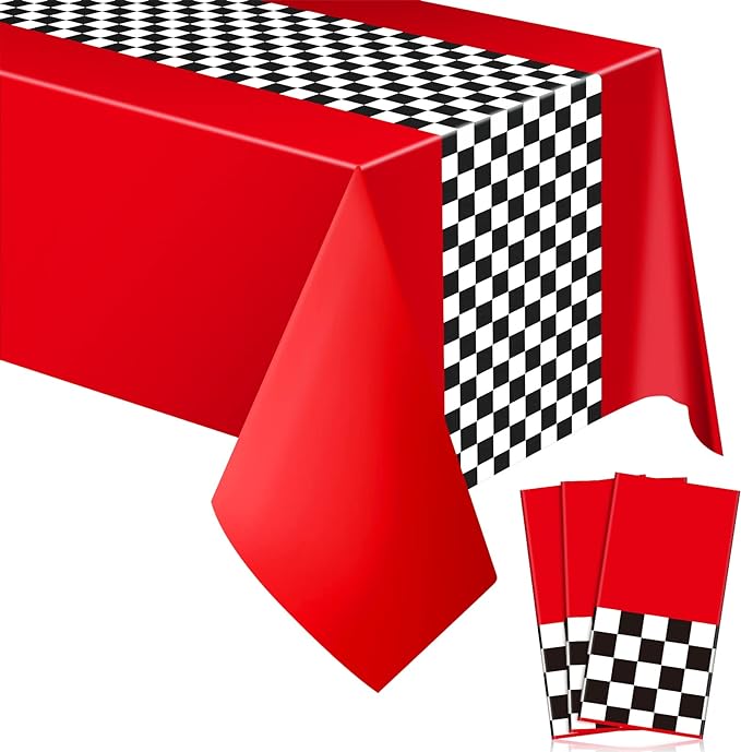 Irenare 2 Sheets Car Birthday Party Supplies Racing Party Decorations Road Tablecloth Racetrack Table Runner Table Covers for Kids Boy Car Theme Birthday Favors, 54 x 108 Inch