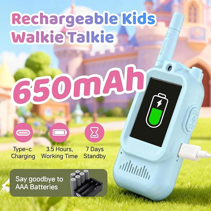 Video Walkie-Talkies for Kids, 2 Pack Rechargeable Video Intercom with Voice Changer, Hd Camera, 1000ft Range Kids Walkie Talkies for Indoor, Outdoor Camping, Travel, Ideal Gift for Kids 3-12