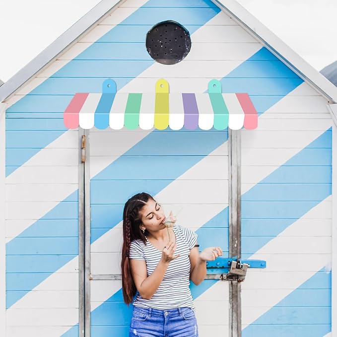 2 Pcs Circus Awning Wall Decorations 3D Carnival Tent Striped Awnings for Carnival Theme Party Ice Cream Station Classroom Decoration Circus Party Supplies (Macaron Color)