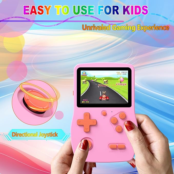32 Bit Handheld Game for Kids Preloaded 139 Retro Video Games, 3.0'' IPS Screen and Rechargeable Battery Portable Gaming System, Mini Travel Electronic Toy Gifts for Boys Girls (Pink)