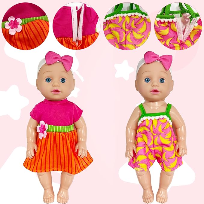 8 Sets Baby Doll Clothes,Baby Alive Clothes Dress Outfits Accessories for 10-12 Inch Girl Dolls,Christmas Birthday New Year Gift for Kids