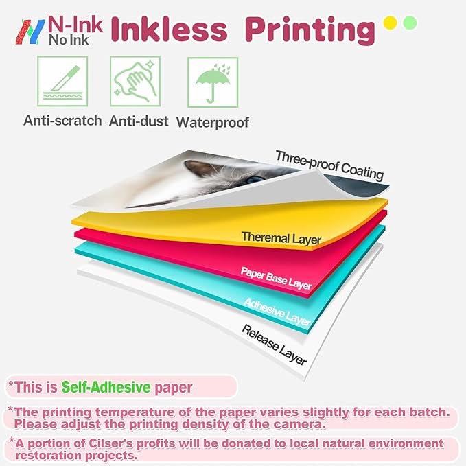 5 Rolls Premium Mini Thermal Printer Sticker Paper, BPA Free, 57 X 25mm, Mini Printer Sticker Paper for Most Kids Instant Camera, Kids Instant Camera Refill