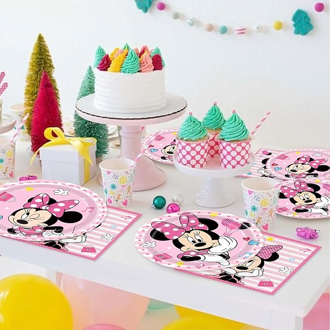 40Pack Minnie Party Supplies include 20 plates, 20 napkins for Minnie Party Decoration