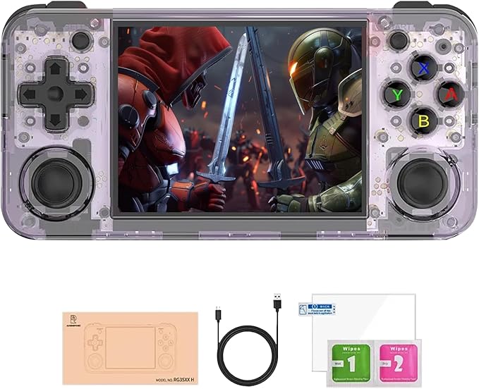 Caiteam RG35XX H, Retro Handheld Gaming Console, Support HDMI TV Out, 5G WiFi Bluetooth 4.2, Dual Sticks, 3.5-Inch IPS Horizontal Screen, Make Retro Game Experience Better (64G Transparent Purple)