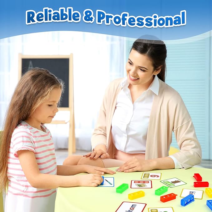 Aizweb CVC Word Games Kindergarten,Phonics Games for Kids Ages 3-8,CVC Pop its with Flash Cards for Preschool Special Education Classroom Supplies,Reading&Spelling Activity Manipulatives for Teachers