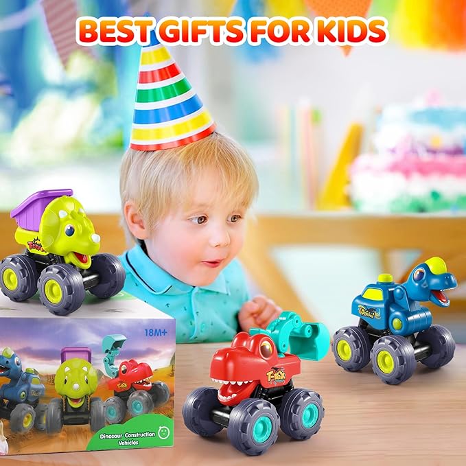 OCATO Dinosaur Monster Trucks for Toddlers 2-4 Years Dinosaur Toys for Kids 2 3 4 5, Kids Toys Boys 3-5 Baby Toddler Boy Toys Gifts Age 2 3 4 Birthday Gifts Xmas