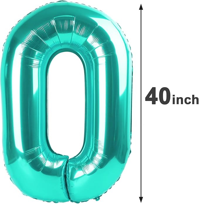 Teal Blue Helium Number Balloon 40 Inch, Giant Foil Teal Blue Number 0 Birthday Balloons, Large Numbers 10 20 30 40 50 60 70 80 90 100 2025, Party Celebration Supplies Decorations