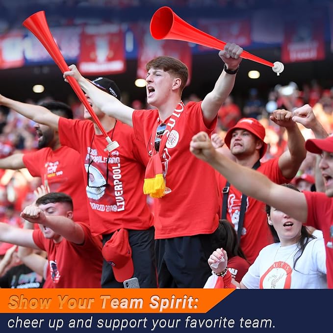 Collapsible Stadium Horn 24 Inch Vuvuzela Plastic Trumpet Horn Blow Horn Noisemakers Loud Sound Soccer Horn Cheer Horn for Sporting Events Graduation Games School Party Supplies Favors Accessories
