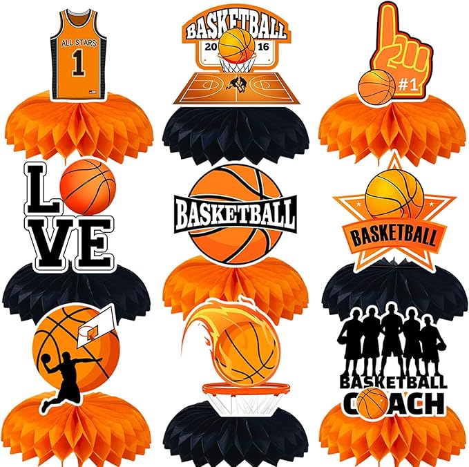 9 Pcs Basketball Centerpieces Basketball Party Decorations Basketball Table Decorations Basketball Birthday Party Supplies