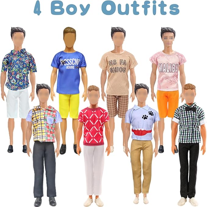 27 PCS Doll Clothes and Accessories for 11.5 Inch Girl Dolls and 12 Inch Boy Dolls Include 7 Boys Outfits 7 Girls Outfits 3 Pair of Boy Shoes 10 Pair of Girl Shoes Random Style