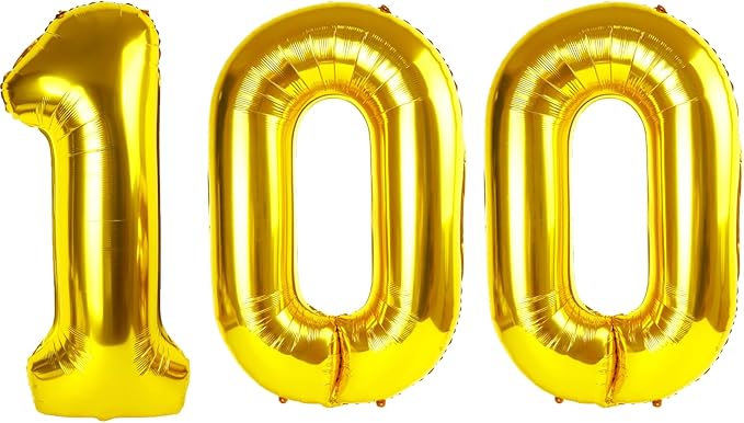 40 Inch Gold Balloon Number 100 Balloon,Jumbo Mylar Foil Helium Balloon for 100 Birthday Digital Balloons for Birthday Party,Wedding Anniversary Party Decorations