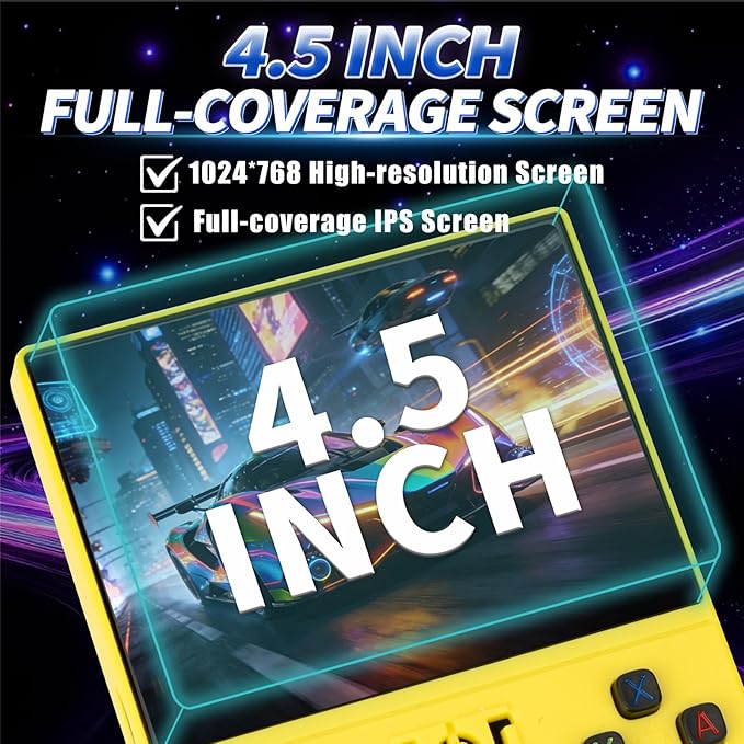 2026 NEW Upgrade R36MAXPRO Retro Handheld Game Console - 4.5 Inch Ultra-Large Screen, Support 18000+Classic Games, 64G TF Card, Linux System, 4000mAh Battery, Birthday Gift for Adult - Yellow