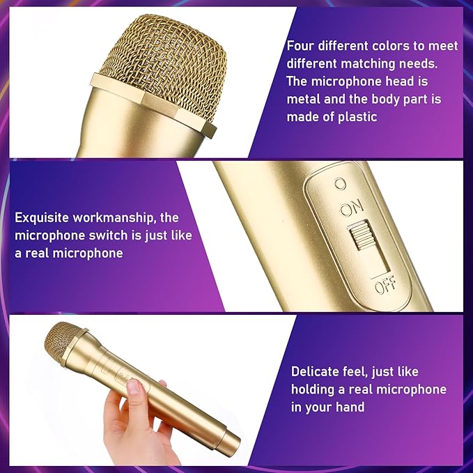 12 Pcs Microphone Prop Play Plastic Toy Microphone Fake Microphones Prop Simulate Speech Practice Plastic Realistic Micro-phone Fake Micro-phone Stage for Boys Girls Costume Music Party Favors