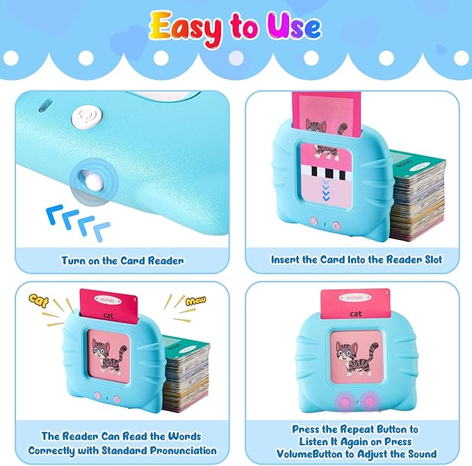 Talking Flash Cards for Toddlers 1-5 Years Old, Pocket Speech Therapy & Autism Sensory Toy with 336 Sight Words, Montessori Educational Learning Device Gift