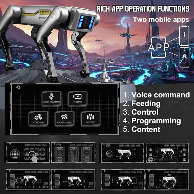 EVADA Smart Robot Dog Robotic Puppy Dog, APP/Handle Remote Control with 20+ Actions Programming Interactive Voice Commands, Durable Rechargeable Christmas New Year Companion Gift for Kids Adults
