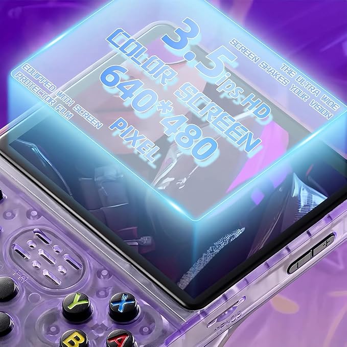 R36s-Retro Handheld Game Console with 128G 3.5 Inch IPS Screen Built-in 20000+ Classic Games Open Source Linux System Portable Pocket Video Player with 3200mah Battery (Green)