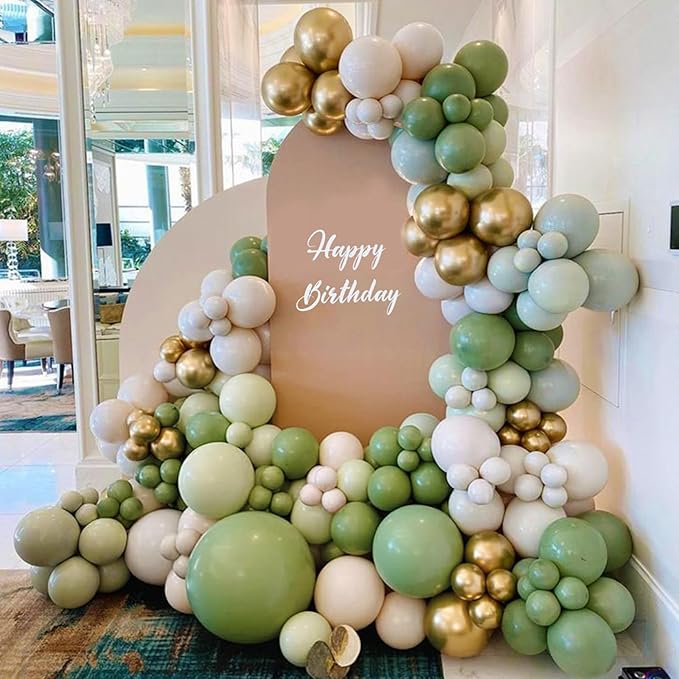 Dusty Blue Green Balloons,12 Inchs Sage Green Blue Sand White Gold Confetti Latex Balloons for Eucalyptus Birthday Boho Bridal Shower Wedding Decorations