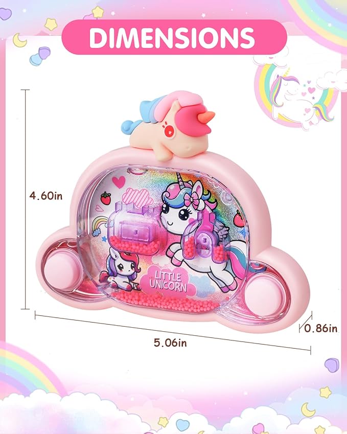 Handheld Water Game with Light - Unicorn & Dinosaur Toys - Water Ball Target Toy for Kids Ages 3+, Retro Fidget, Screen-Free Car Travel Game, Road Trip, Airplane, Portable Autism Gift