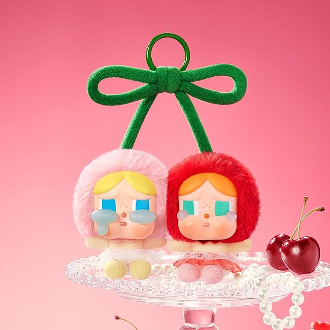 POP MART Crybaby Crying for Love Series-Vinyl Plush Hanging Card (Love You Cherry Much), Toys for Modern Home Decor, Collectible Toy Set for Desk Accessories, 1PC