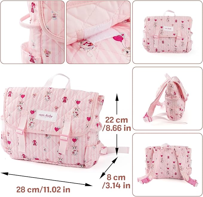 BABESIDE 9 Pcs Reborn Baby Doll Accessories Set for 17-22 Inch Reborn Dolls, Feeding and Care Set, Including Baby Doll Diaper Bag, 2 Diapers, Great for Children's Pretend Play (Doll not Included)