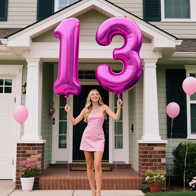 40 Inch Rose Purple Large Balloon Number 3 Balloon,Jumbo Mylar Foil Helium Balloon for 3 13 23 33 45 53 Birthday Digital Balloons for Birthday Party,Wedding Anniversary Party Decorations