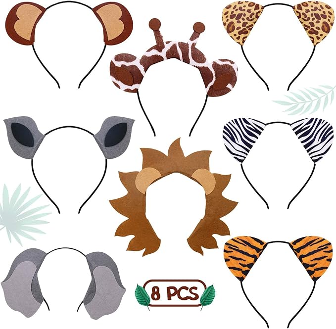 CiyvoLyeen Animals Ears Headbands Birthday Jungle Safari Zoo Party Favor Monkey Rhinoceros Elephant Hair Hoop for Kids