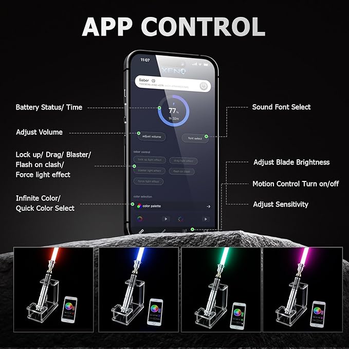 Upgrade App Control LK Dueling Lightsaber, Smooth Swing 34 Sound Effects 12 Light Effects, 16 Colors and Infinite Change Metal Light Saber for Adults (Pixel-LK)